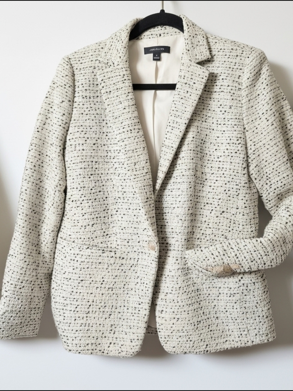 Ann Taylor Ivory Tweed Single-Button Blazer